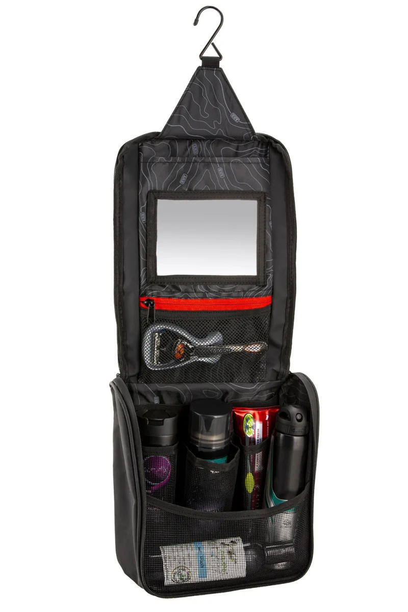 ARB Toiletries Bag Charcoal Finish w/ Red Highlights PVC Outer Shell Mesh Pockets Mirror - Image 5