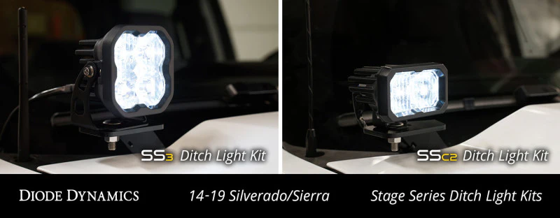 Diode Dynamics 14-19 Silverado/Sierra SS3 LED Ditch Light Kit Sport - White Combo - Image 5