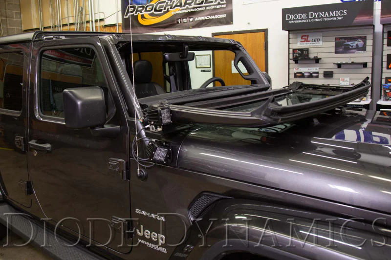Diode Dynamics 18-21 Jeep JL Wrangler/Gladiator SS3 Cowl LED Bracket Kit - White Pro - Image 9