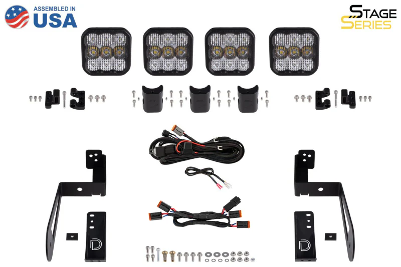Diode Dynamics Jeep JK SS5 4-Pod CrossLink Grille Lightbar Kit Sport - Yellow Combo - Image 6