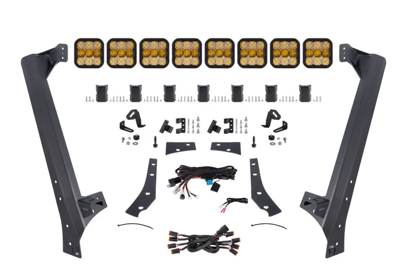 Diode Dynamics Jeep JK SS5 Pro CrossLink Windshield - Yellow Combo Lightbar Kit