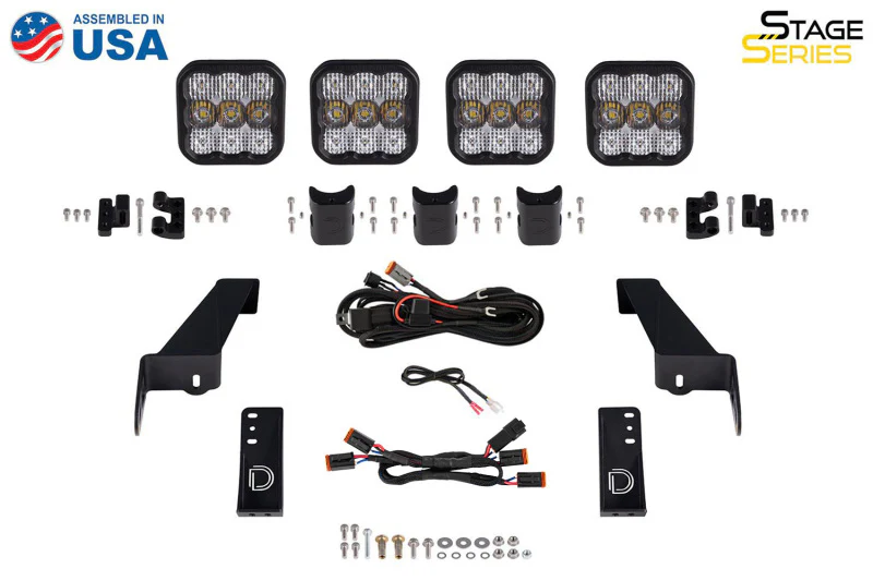 Diode Dynamics Jeep JL SS5 4-Pod CrossLink Grille Lightbar Kit Pro - White Combo - Image 7