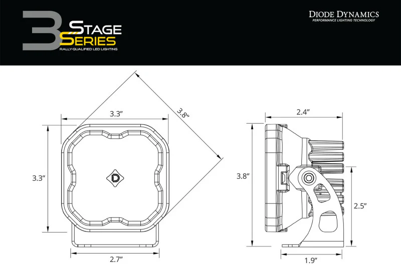 Diode Dynamics SS3 LED Bumper 1 3/4 In Roll Bar Kit Pro - White SAE Fog (Pair) - Image 3