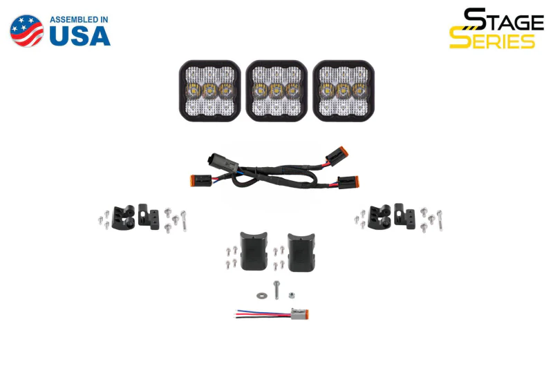 Diode Dynamics SS5 Sport Universal CrossLink 3-Pod Lightbar - Yellow Combo - Image 6