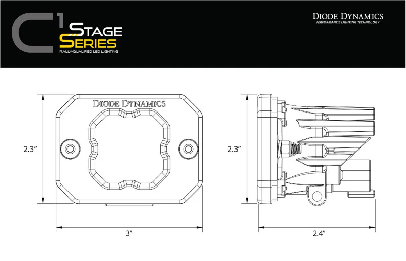 Diode Dynamics Stage Series C1 LED Pod - White SAE Fog Flush ABL Each - Image 2
