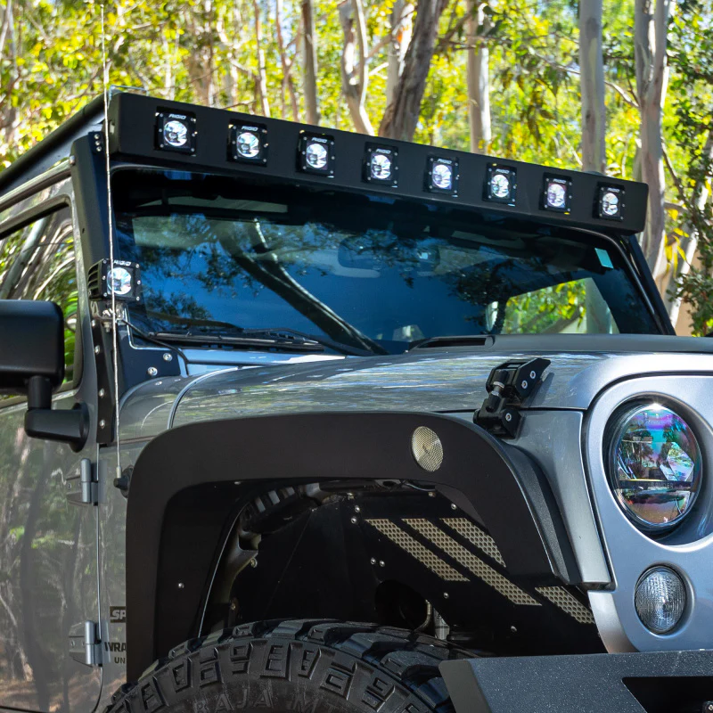 Go Rhino 07-18 Jeep Wrangler JK WLF Windshield Light Mount Frame - Eight Cube Lights - Image 8