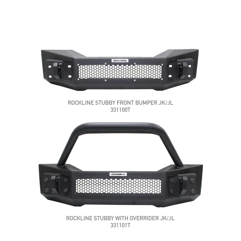 Go Rhino 07-20 Jeep Wrangler JL/JLU/JK/JKU/Gladiator JT Rockline Front Stubby Bumper w/ Overrider - Image 10