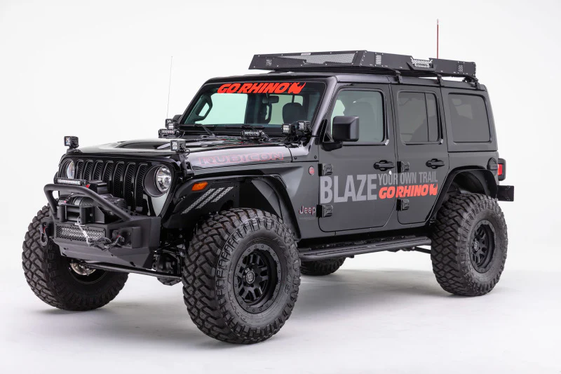 Go Rhino 07-20 Jeep Wrangler JL/JLU/JK/JKU/Gladiator JT Rockline Front Stubby Bumper w/ Overrider - Image 5