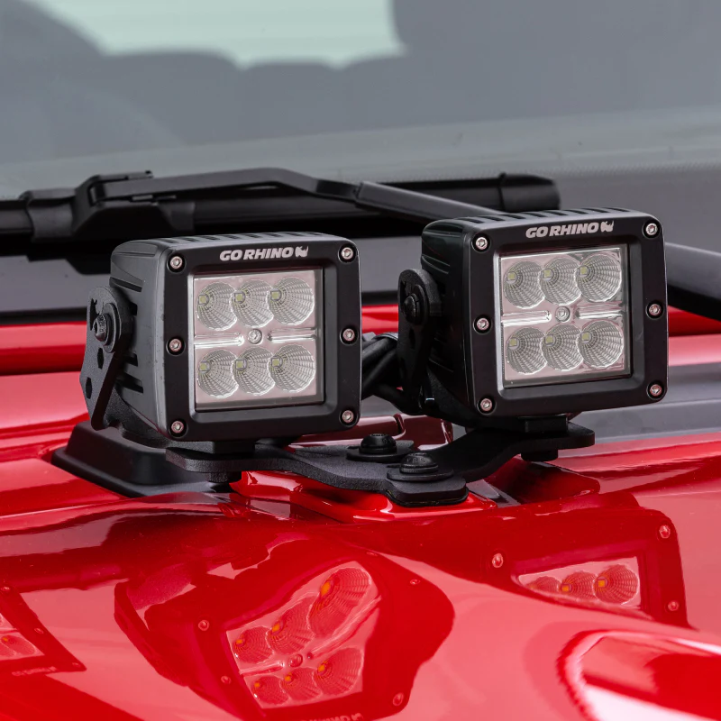 Go Rhino 18-20 Jeep Wrangler JL/JLU/Gladiator JT Light Mount - Two 3in Cubes - Image 5