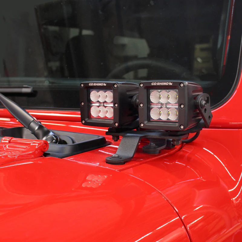 Go Rhino 18-20 Jeep Wrangler JL/JLU/Gladiator JT Light Mount - Two 3in Cubes - Image 3