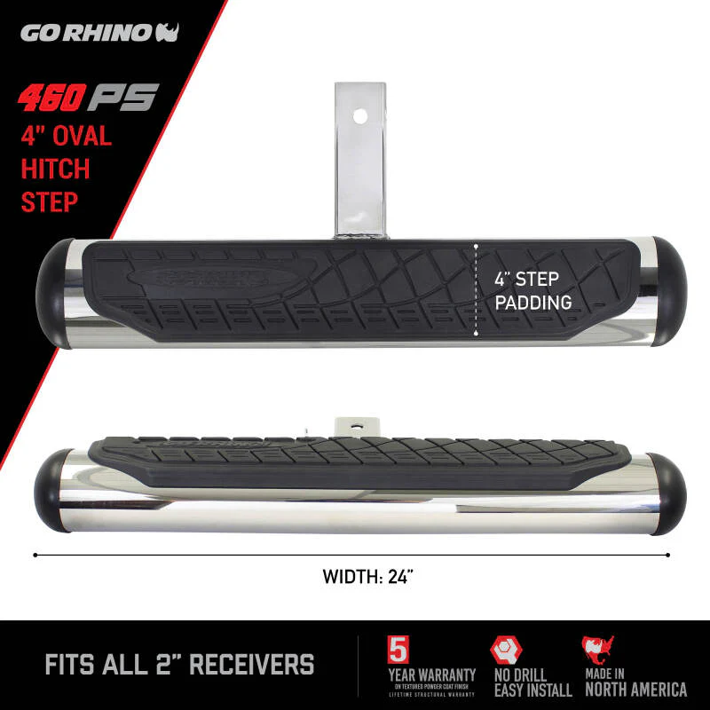 Go Rhino 4in Oval Hitch Step - Stainless - Image 5