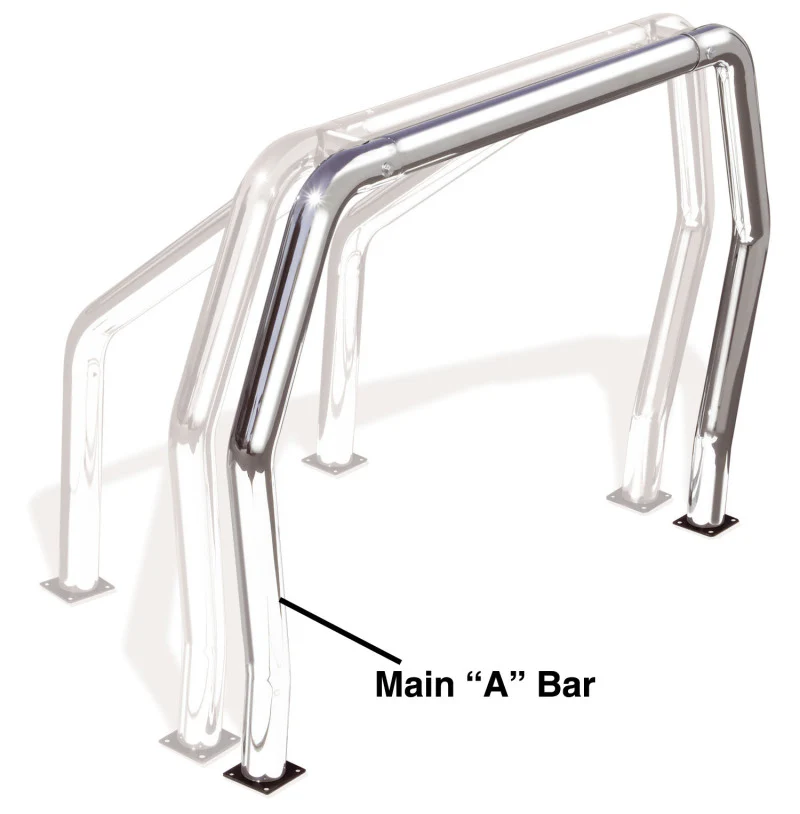 Go Rhino RHINO Bed Bar - Front Main A bar - Chrome - Image 2