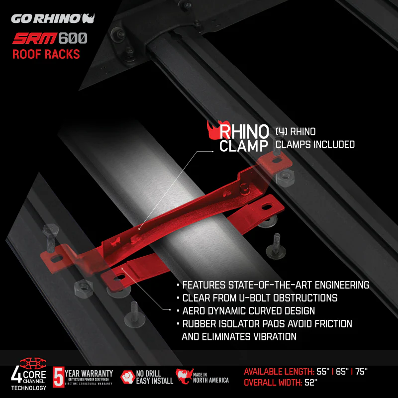 Go Rhino SRM 600 Basket Style Roof Rack 55in. - Tex. Blk - Image 6