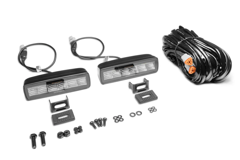 Go Rhino Xplor Blackout Combo Series Sixline LED Flood Lights w/Amber (Surface Mount) - Blk (Pair) - Image 14