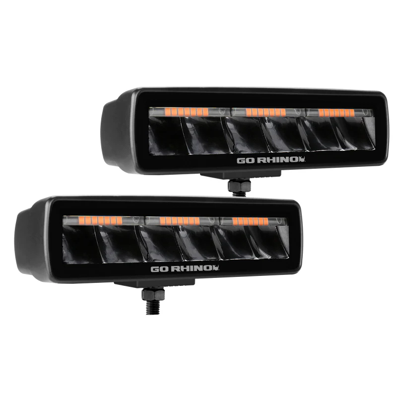 Go Rhino Xplor Blackout Combo Series Sixline LED Spot Lights w/Amber (Surface Mount) - Blk (Pair) - Image 10