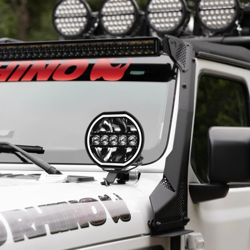 Go Rhino Xplor Blackout Series Maxline LED Hi/Low Beam w/Multi DRL (Surface Mount) 7in. - Blk - Image 6