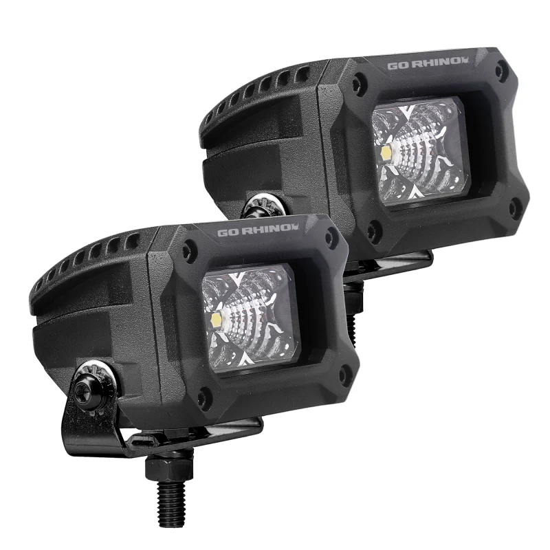 Go Rhino Xplor Bright Series Rectangle LED Flood Light Kit (Surface/Thread Std Mnt) 3x2 - Blk (Pair) - Image 5