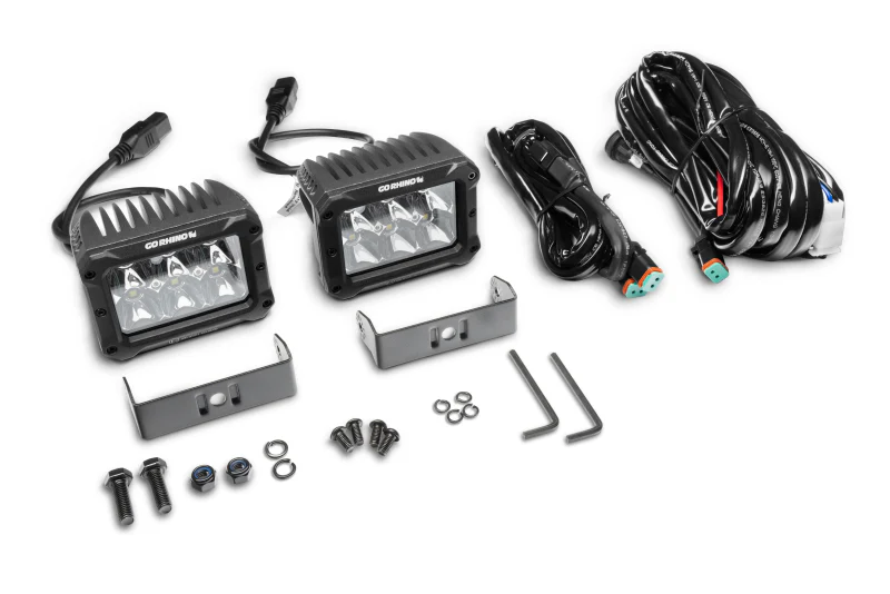 Go Rhino Xplor Bright Series Rectangle LED Spot Light Kit (Surface/Thread Stud Mnt) 4x3 - Blk (Pair) - Image 6