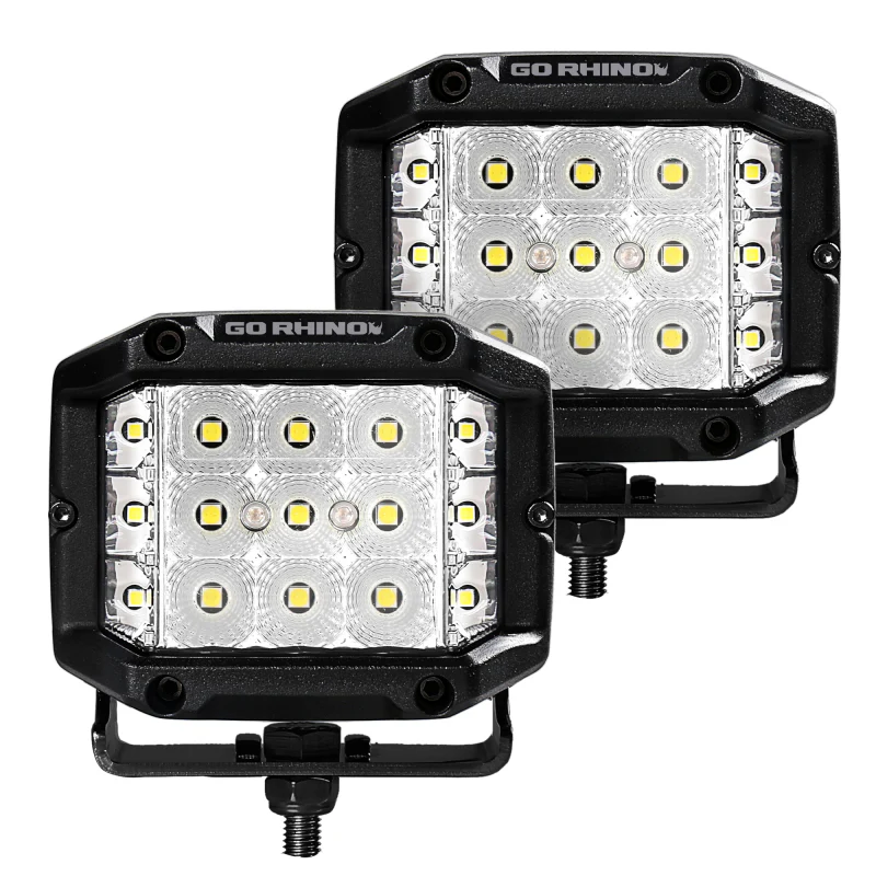 Go Rhino Xplor Bright Series Sideline Cube LED Flood Light Kit (Surface Mount) 4x3 - Blk (Pair) - Image 2