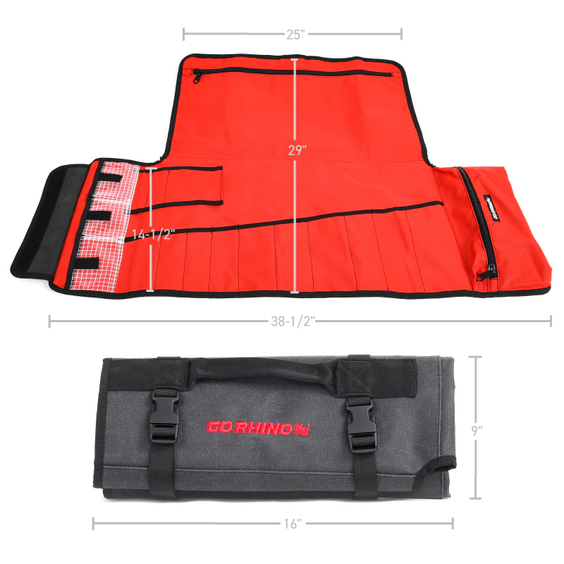 Go Rhino XVenture Gear Tool Roll Large (7x7in. Closed) 12oz Waxed Canvas - Black - Image 19