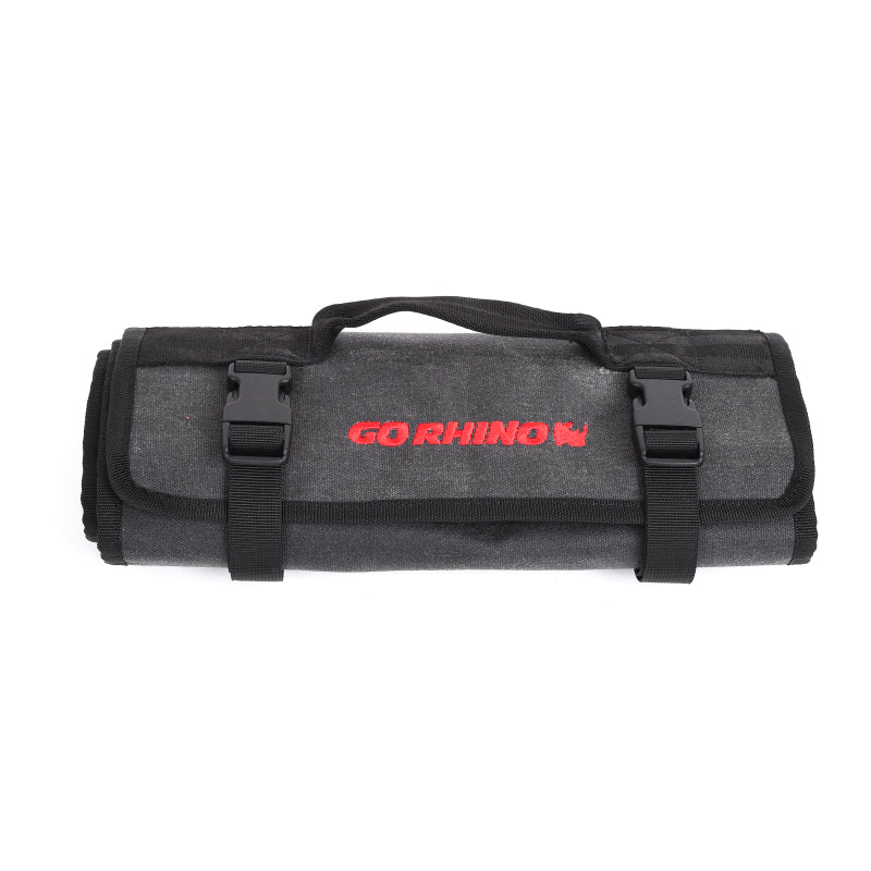 Go Rhino XVenture Gear Tool Roll - Small (4x4in. Closed) 12oz Waxed Canvas - Black - Image 15