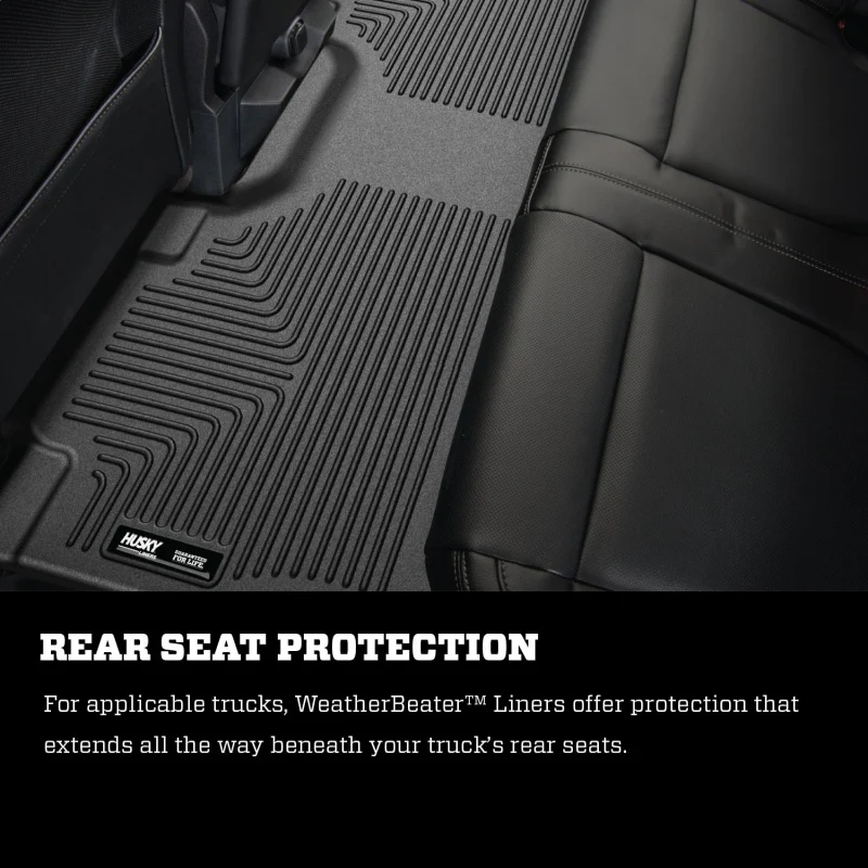 Husky Liners 17-19 F-250/F-350/F-450 Crew Cab Weatherbeater Black Front & 2nd Seat Floor Liners - Image 10
