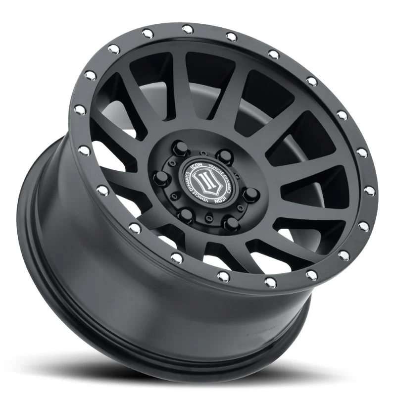 ICON Compression 17x8.5 6x5.5 0mm Offset 4.75in BS 106.1mm Bore Satin Black Wheel - Image 3