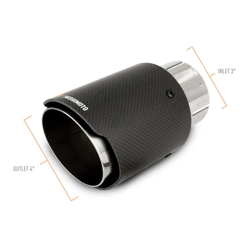 Mishimoto Carbon Fiber Muffler Tip 3in Inlet 4in Outlet Polished - Image 3