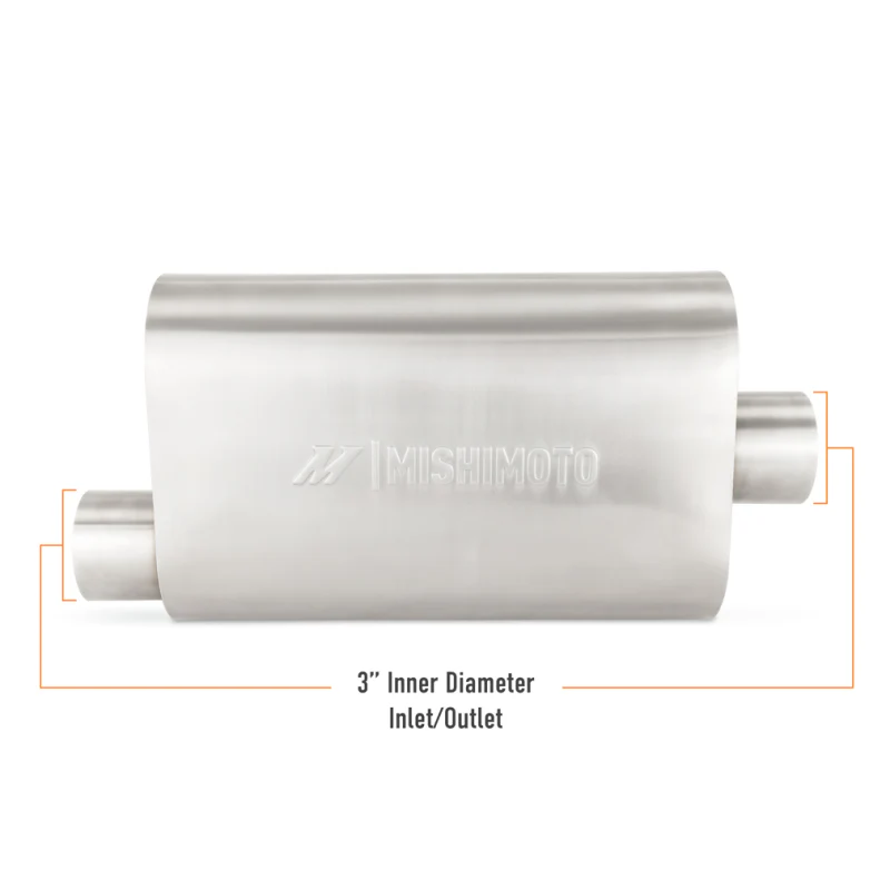 Mishimoto Universal Muffler with 3.0in Offset Inlet/Outlet - Brushed - Image 4