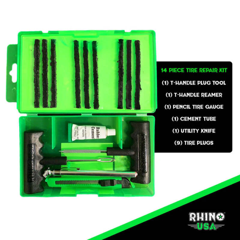 Rhino USA 14-Piece Compact Tire Repair Plug Kit - Image 2