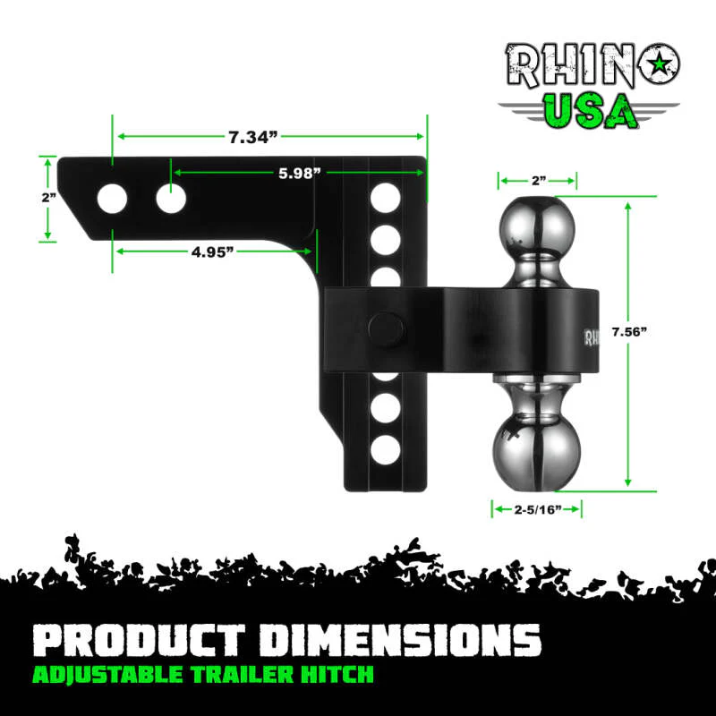 Rhino USA 6In Heavy Duty Drop Hitch - 2In (Black) - Image 5