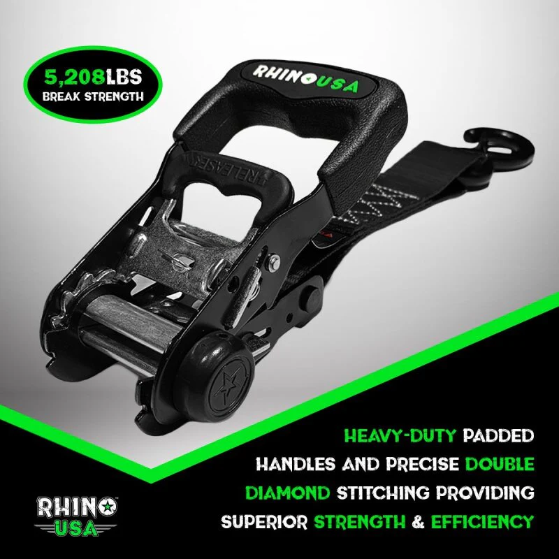 Rhino USA Heavy Duty Ratchet Tie-Down 4-Pack Blue 1.6In X 15Ft - Image 6