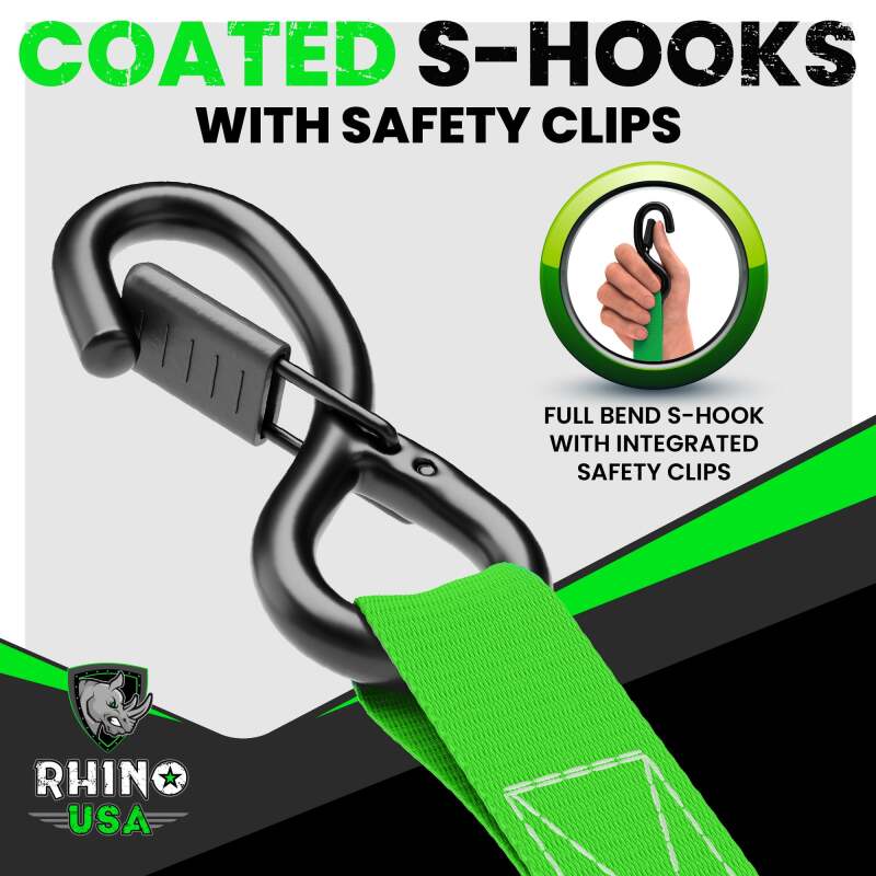 Rhino USA Medium Duty Ratchet Strap Tie-Down 4-Pack (Red) - Image 2