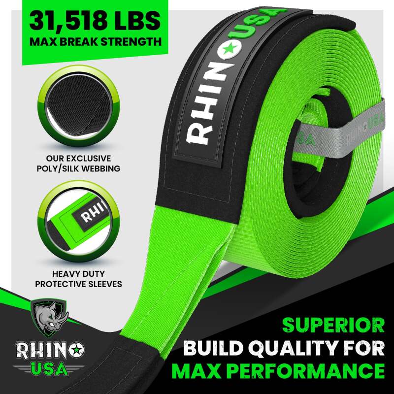 Rhino USA Recovery Tow Strap 3Inx30Ft (Green) - Image 5
