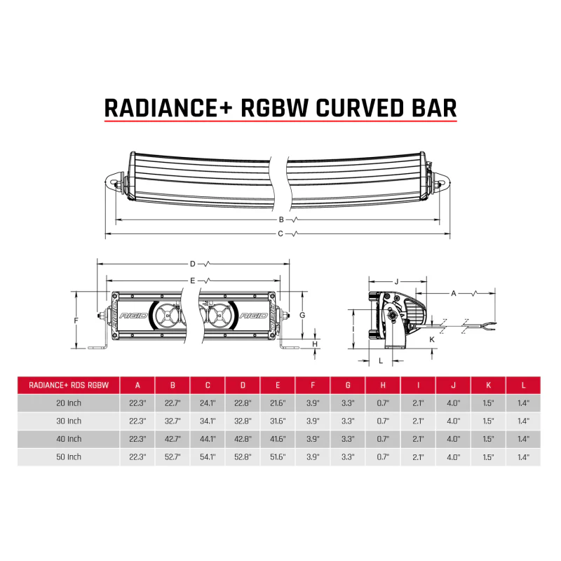 Rigid Industries Radiance+ Curved 40in. RGBW Light Bar - Image 3