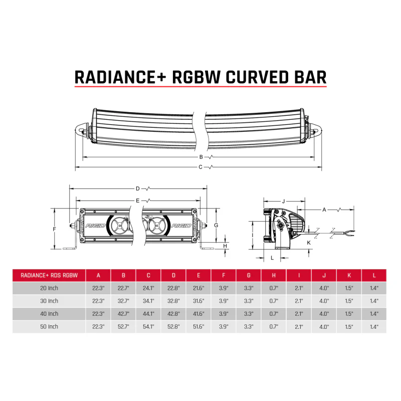 Rigid Industries Radiance+ Curved 40in. RGBW Light Bar - Image 5