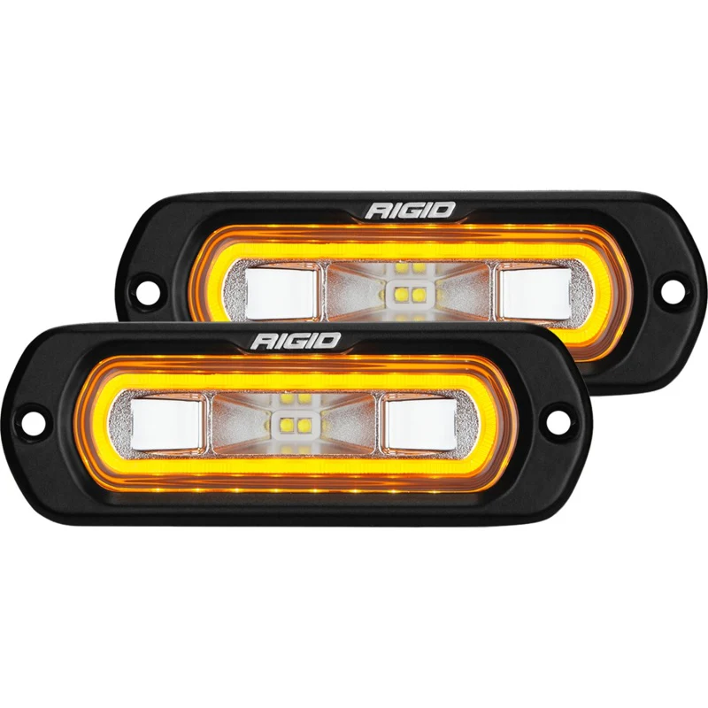 Rigid Industries SR-L Series Flush Mount LED Spreader Pair w/ Amber Halo - Universal - Image 2