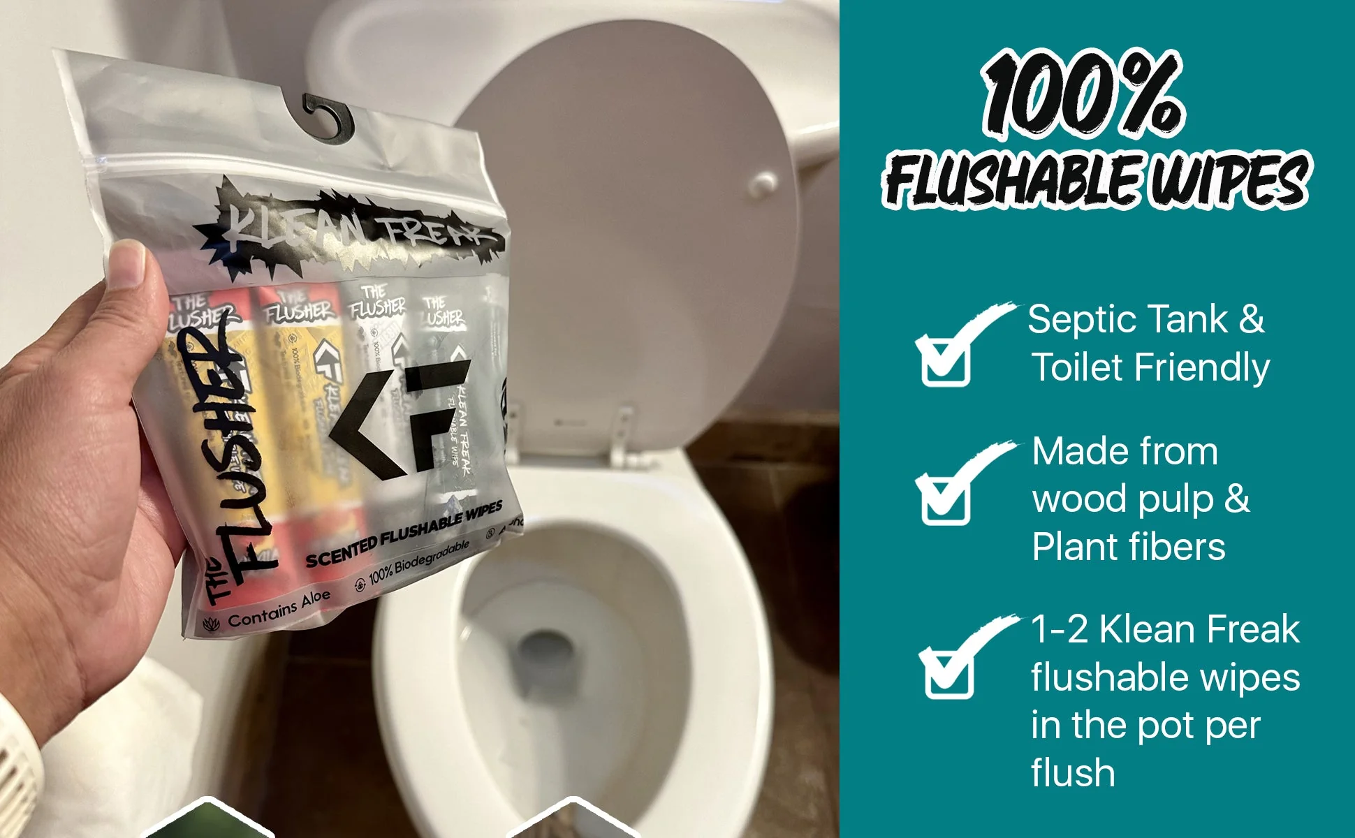 The Flusher - 100 Pack - Flushable Wipes - Image 4