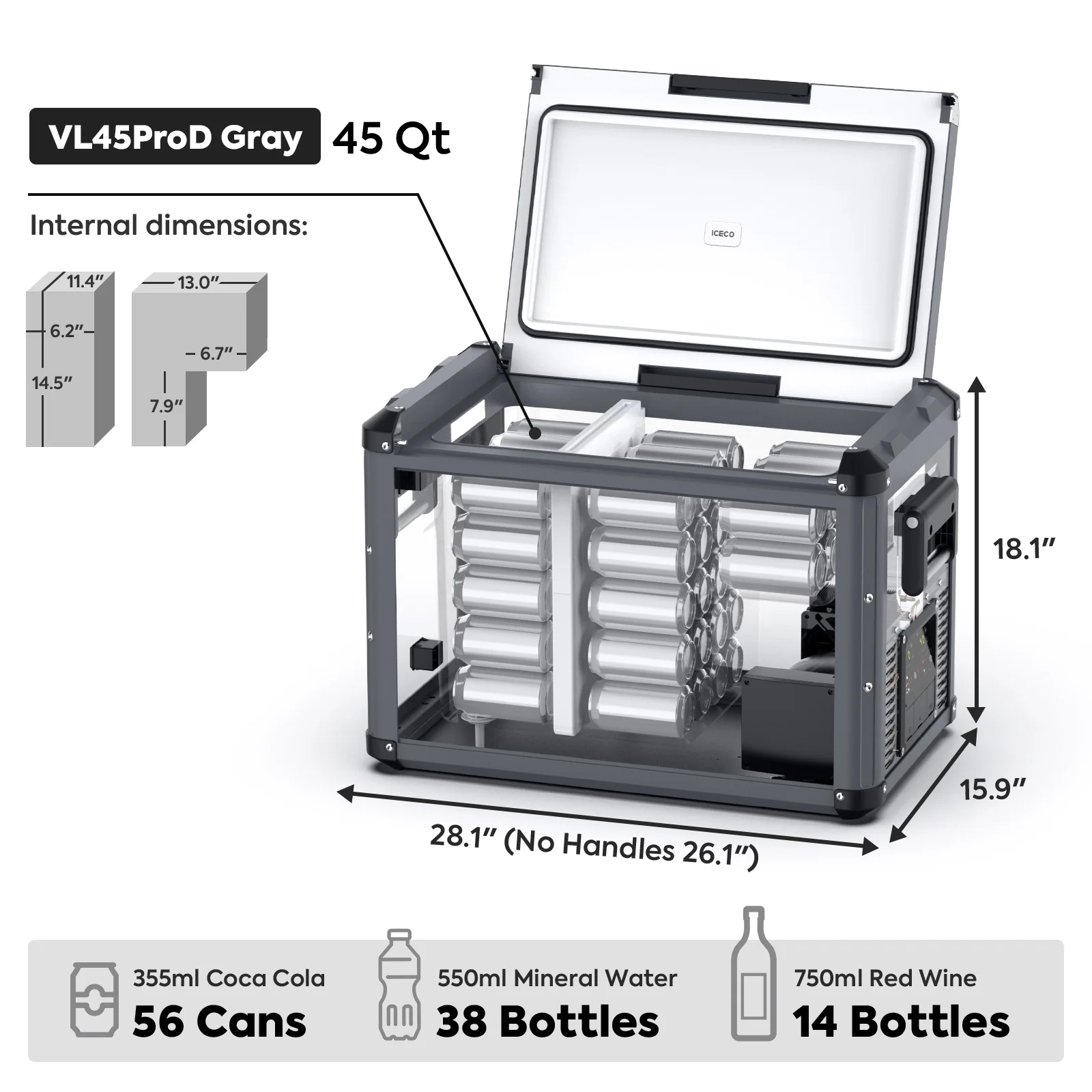VL45ProD Dual Zone Portable Freezer - Gray | ICECO - Image 6